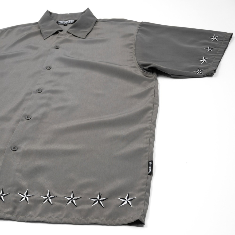 Dragonfly Men's Large Embroidered Camp Shirt Stars Button Up Short Sleeve Retro